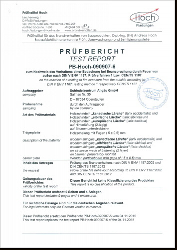 zum download Prüfbericht Lärcheschindeln zum download Prüfbericht Lärcheschindeln